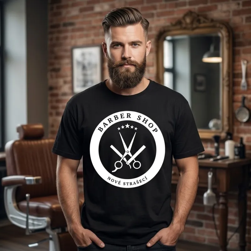 Originální tričko Barber Shop Nové Strašecí – Černé